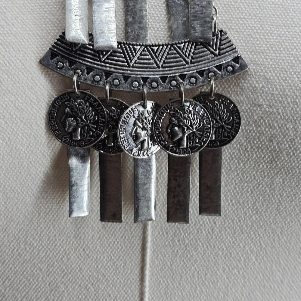 Custom Jewelry Silver Bib Statement Fringe Necklace Womens Bohemian‎ Ethnic